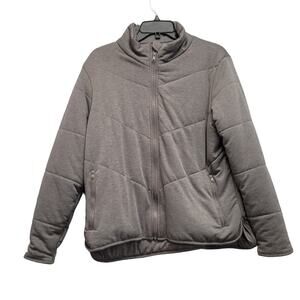 Three Dots Womens Large Gray Polyester Blend Long Sleeve Full Zip Puffer Jacket